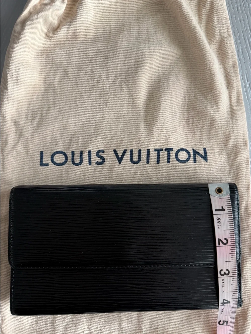 Louis Vuitton Black Epi Trifold Leather Clutch Porte Tresor Wallet